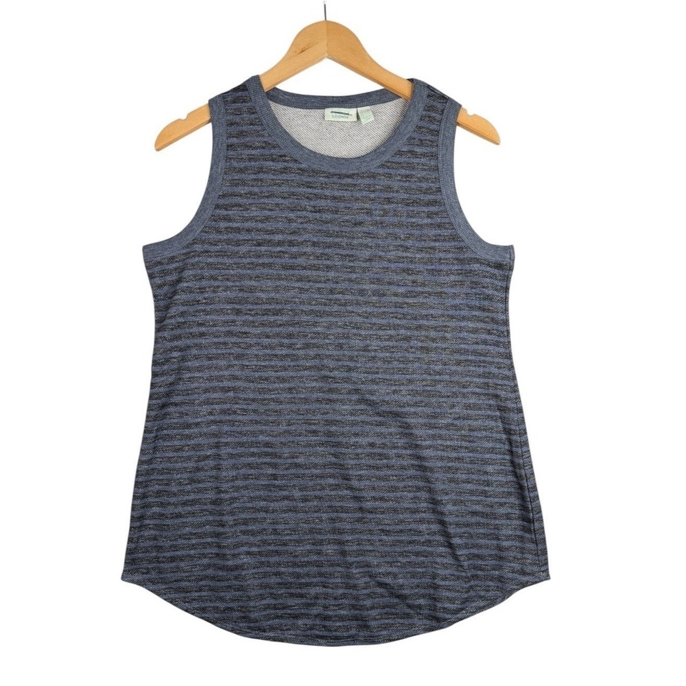 LOGO Lounge Blue Black Striped Tank Top Sleeveless‎ Blouse Size Medium